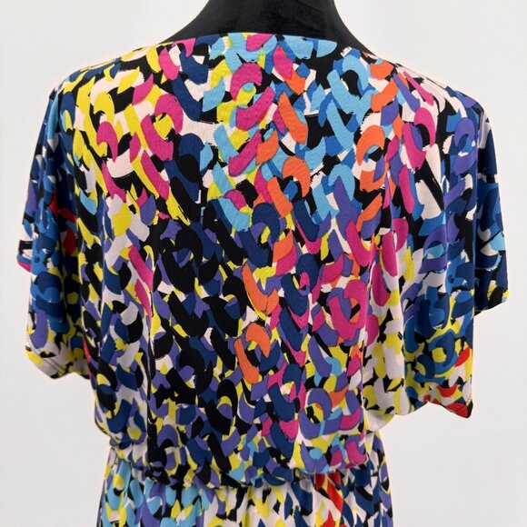 Trina Turk‎ Abstract Print Dress Womens 6 Colorful Artsy Midi Oversized Comfort - Picture 7 of 8